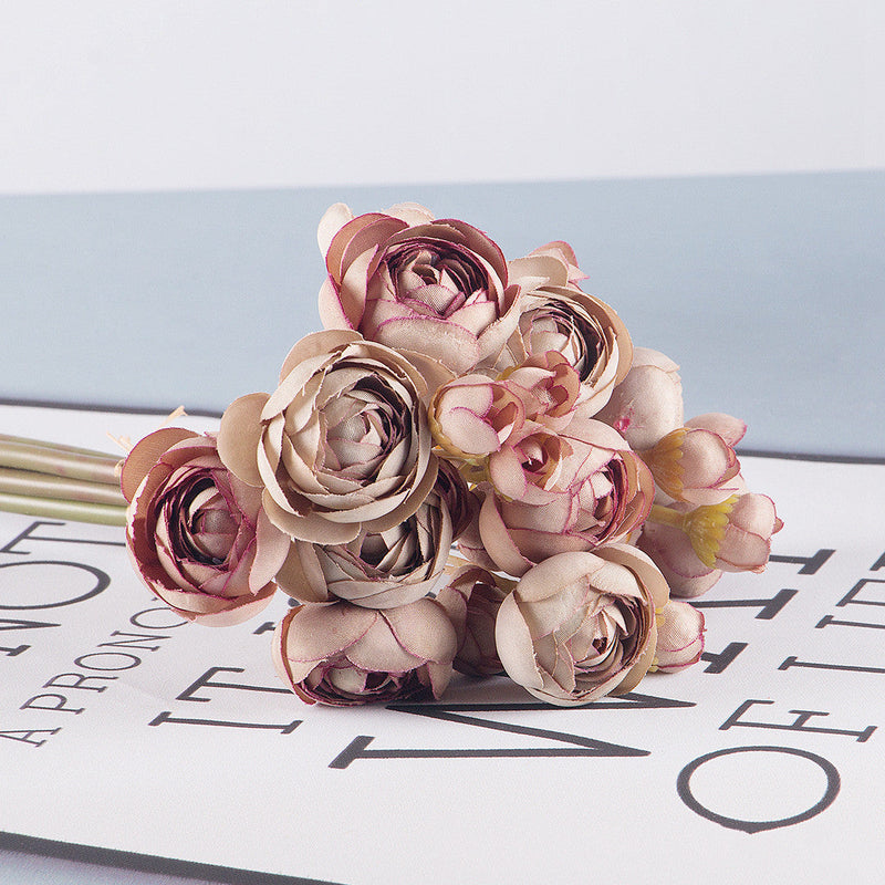 Silk Ranunculus Bouquet 12 Inch 10 Pcs Artificial Flowers Wedding Engagement Centerpieces Home Decor