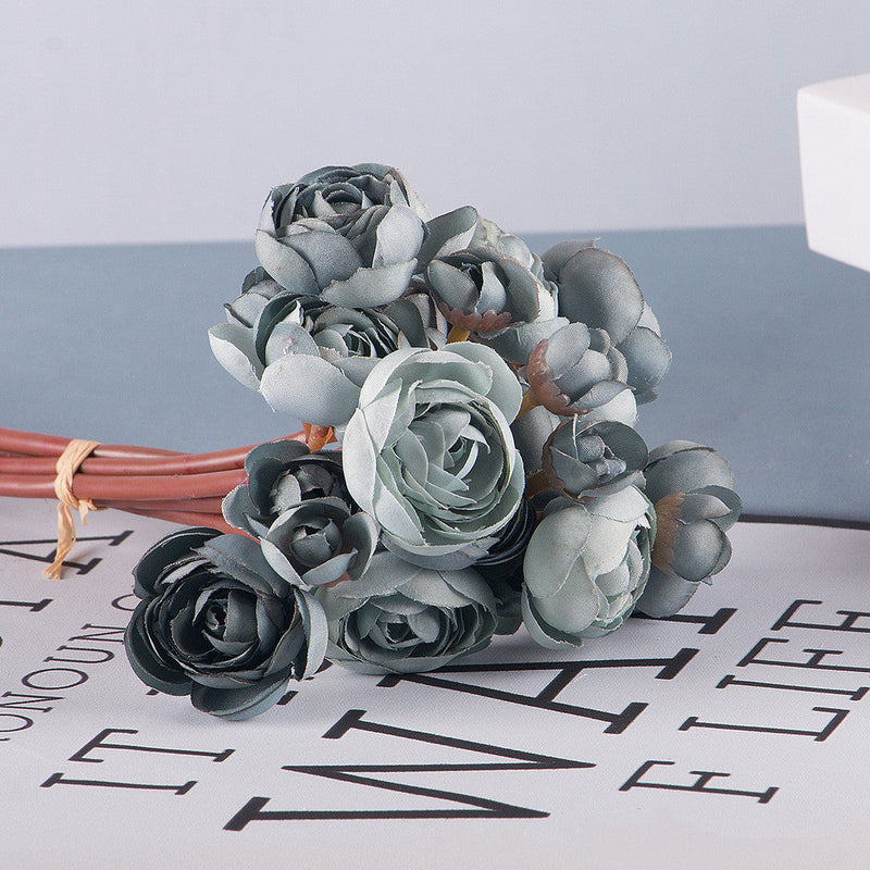 Silk Ranunculus Bouquet 12 Inch 10 Pcs Artificial Flowers Wedding Engagement Centerpieces Home Decor