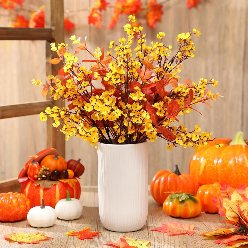18 Inch Artificial Gypsophila Bouquet, Autumn Colors, Bulk Floral Arrangement, 10 Stems
