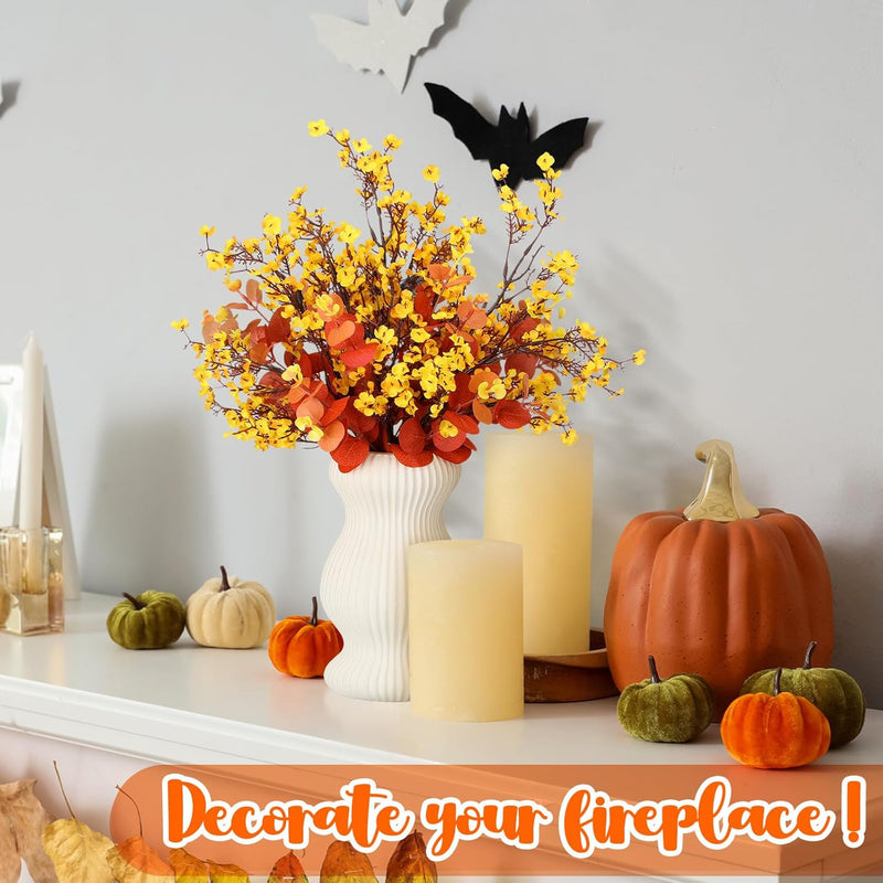 18 Inch Artificial Gypsophila Bouquet, Autumn Colors, Bulk Floral Arrangement, 10 Stems