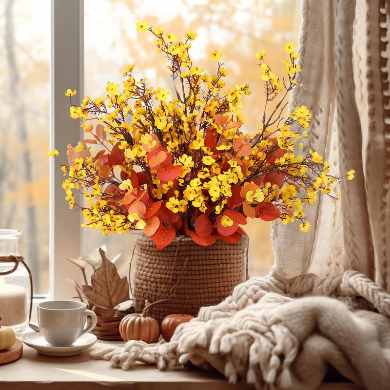 18 Inch Artificial Gypsophila Bouquet, Autumn Colors, Bulk Floral Arrangement, 10 Stems