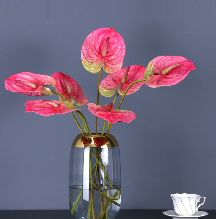 27 Inch Anthurium Stem Artificial Tropical Flower UV Resistant Bulk 10 Pcs