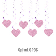 Pink Heart Spiral Wedding Decorations - 7 Styles Valentine's Day Proposal Paper Flower Ball Garlands