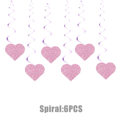 Pink Heart Spiral Wedding Decorations - 7 Styles Valentine's Day Proposal Paper Flower Ball Garlands