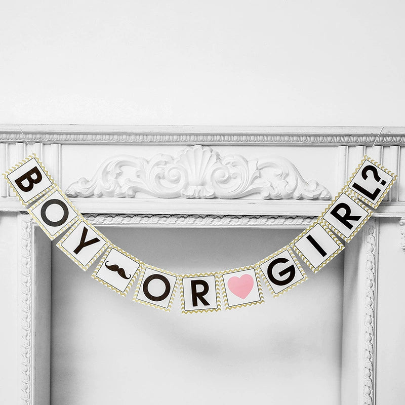 Baby Gender Reveal Banner Party Garland for Baby Shower Decor