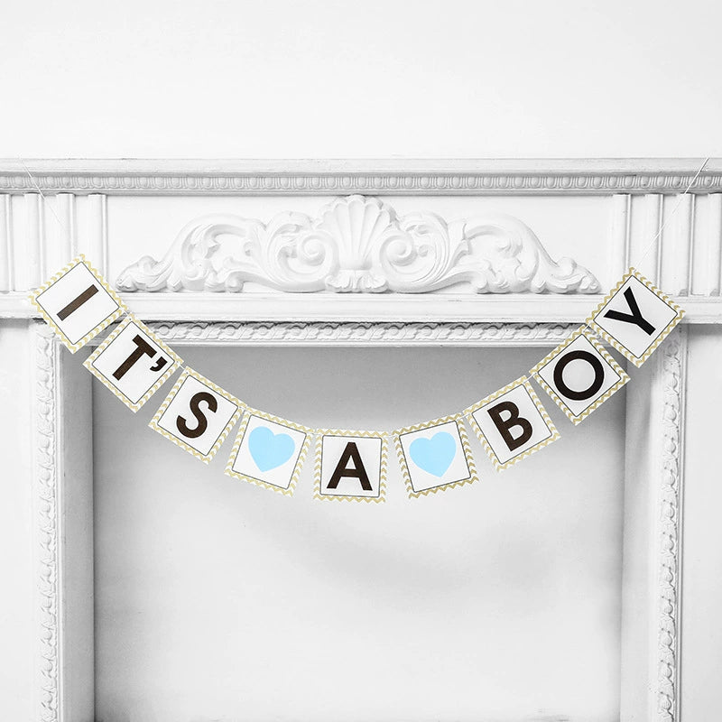 Baby Gender Reveal Banner Party Garland for Baby Shower Decor