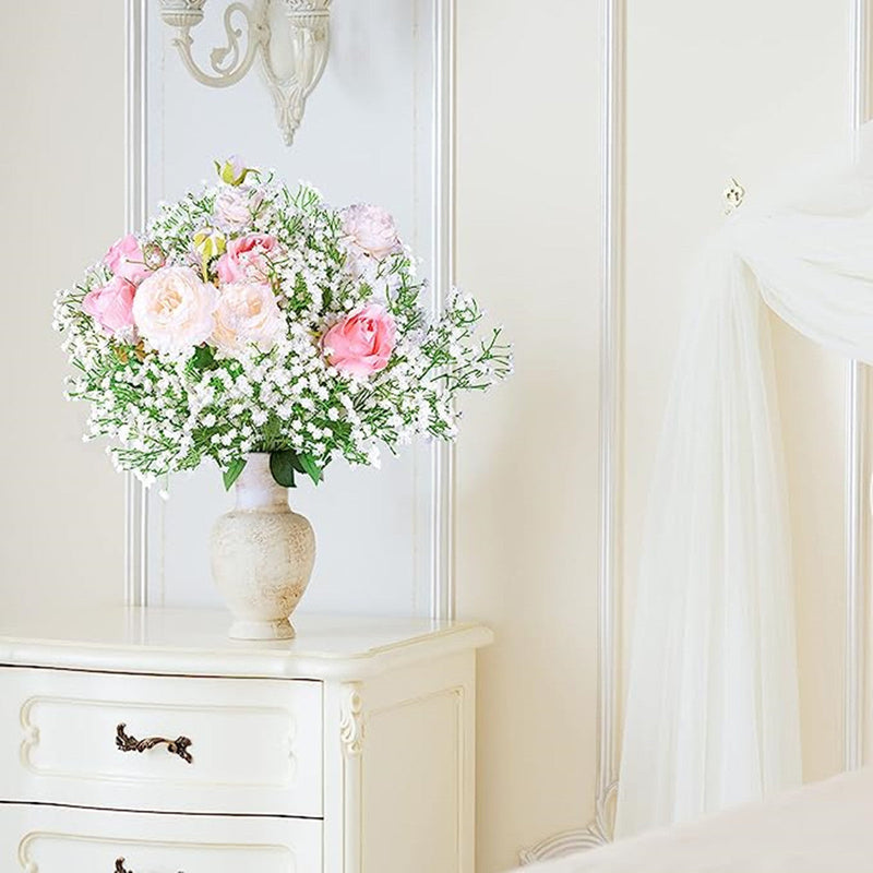 23.6 Inch Baby's Breath Artificial Flowers 10 Pcs Real Touch Silk Stems for Crafts DIY Wedding Party Home Garden Office