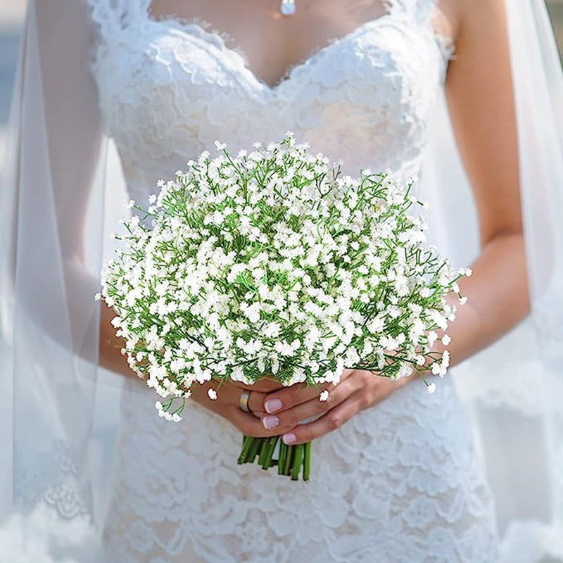 23.6 Inch Baby's Breath Artificial Flowers 10 Pcs Real Touch Silk Stems for Crafts DIY Wedding Party Home Garden Office
