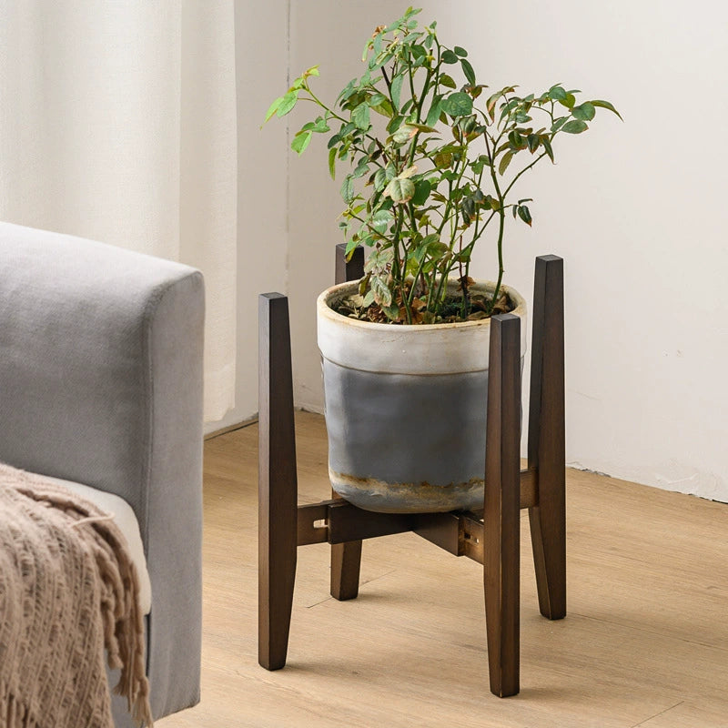 Bamboo Adjustable Indoor Plant Stand - Walnut Finish (Fits 7.9-11.8 Inch Planters)