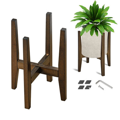 Bamboo Adjustable Indoor Plant Stand - Walnut Finish (Fits 7.9-11.8 Inch Planters)