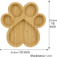 Bamboo Pet-Themed Serving Trays - Dog Paw & Bone Shapes for Snacks, Cheese & Baby Food