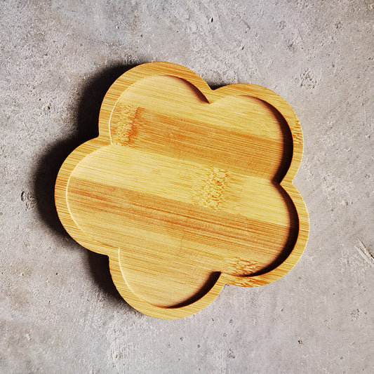 Bamboo Plant Saucer & Ceramic Succulent Pots - Leakproof Trays for Indoor Gardening, Multiple Sizes