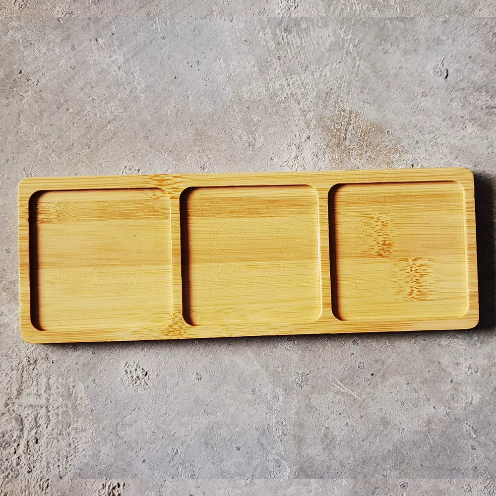 Bamboo Plant Saucer & Ceramic Succulent Pots - Leakproof Trays for Indoor Gardening, Multiple Sizes