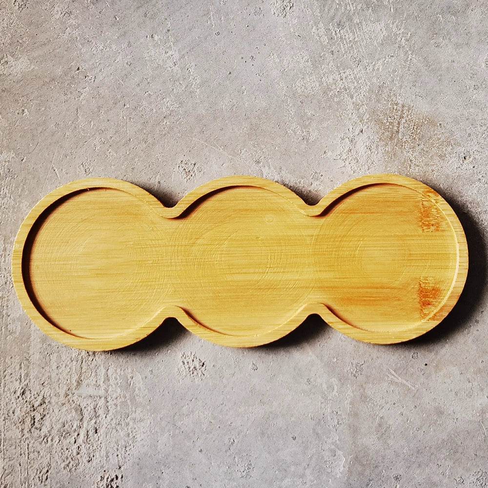 Bamboo Plant Saucer & Ceramic Succulent Pots - Leakproof Trays for Indoor Gardening, Multiple Sizes