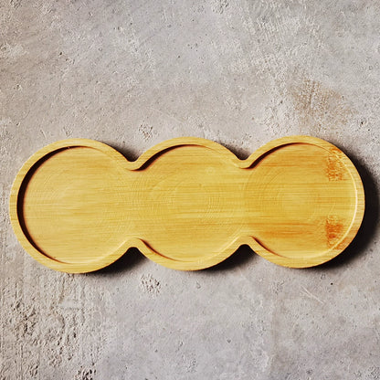 Bamboo Plant Saucer & Ceramic Succulent Pots - Leakproof Trays for Indoor Gardening, Multiple Sizes