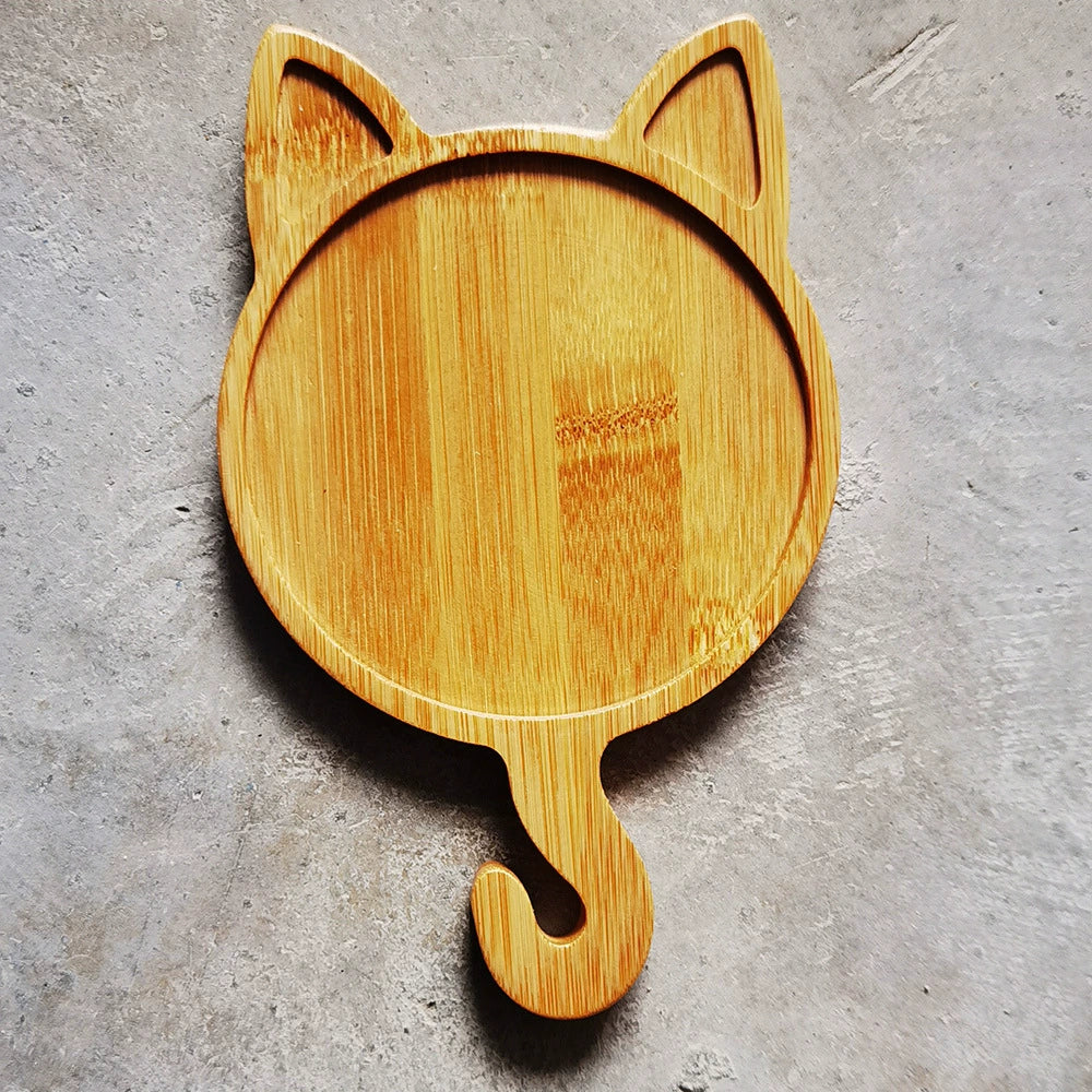 Bamboo Plant Saucer & Ceramic Succulent Pots - Leakproof Trays for Indoor Gardening, Multiple Sizes