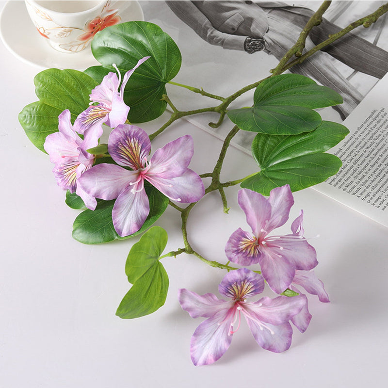 22 Inch Artificial Bauhinia Blakeana Stems, Real Touch Silk Flowers, 10 Pcs Bulk Pack