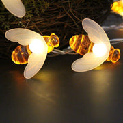 Solar-Powered LED Bee String Lights, 20 Ft, Outdoor Decorative Lighting, 10 Pcs