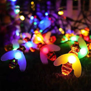 Solar-Powered LED Bee String Lights, 20 Ft, Outdoor Decorative Lighting, 10 Pcs
