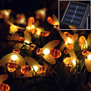 Solar-Powered LED Bee String Lights, 20 Ft, Outdoor Decorative Lighting, 10 Pcs