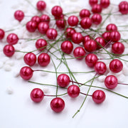 400 Pcs Artificial Pearls Holly Berry Picks on Wire for Crafts Christmas Tree Wreath DIY
