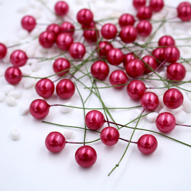 400 Pcs Artificial Pearls Holly Berry Picks on Wire for Crafts Christmas Tree Wreath DIY
