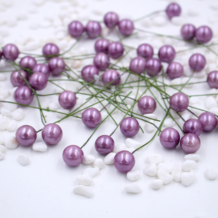400 Pcs Artificial Pearls Holly Berry Picks on Wire for Crafts Christmas Tree Wreath DIY
