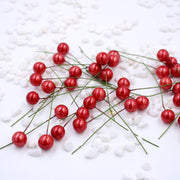 400 Pcs Artificial Pearls Holly Berry Picks on Wire for Crafts Christmas Tree Wreath DIY