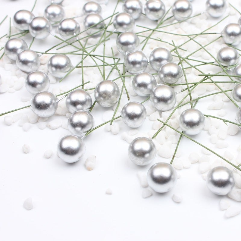400 Pcs Artificial Pearls Holly Berry Picks on Wire for Crafts Christmas Tree Wreath DIY