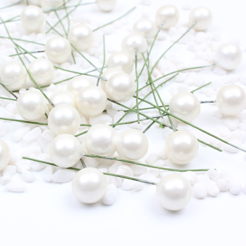 400 Pcs Artificial Pearls Holly Berry Picks on Wire for Crafts Christmas Tree Wreath DIY