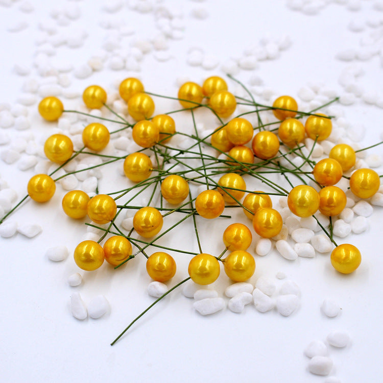400 Pcs Artificial Pearls Holly Berry Picks on Wire for Crafts Christmas Tree Wreath DIY