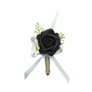 Artificial Black Flower Boutonniere Bulk Pack, 10 Pcs, Silk Material, 4 Inch
