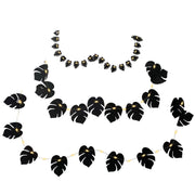 10 Pcs Black Tropical Palm Monstera Leaves Garland String Lights, Artificial Halloween Decor