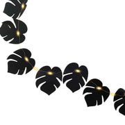 10 Pcs Black Tropical Palm Monstera Leaves Garland String Lights, Artificial Halloween Decor