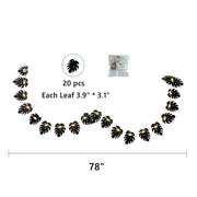 10 Pcs Black Tropical Palm Monstera Leaves Garland String Lights, Artificial Halloween Decor