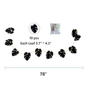 10 Pcs Black Tropical Palm Monstera Leaves Garland String Lights, Artificial Halloween Decor