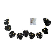 10 Pcs Black Tropical Palm Monstera Leaves Garland String Lights, Artificial Halloween Decor
