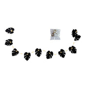 10 Pcs Black Tropical Palm Monstera Leaves Garland String Lights, Artificial Halloween Decor