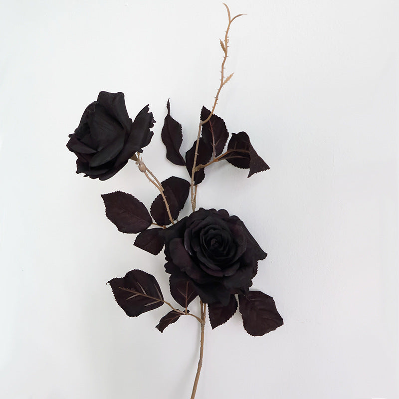 26 Inch Black Artificial Rose Stems Spray 10 Pcs Long Halloween Flower Arrangement