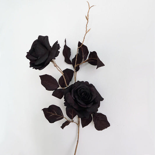 26 Inch Black Artificial Rose Stems Spray 10 Pcs Long Halloween Flower Arrangement