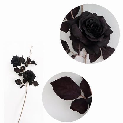 26 Inch Black Artificial Rose Stems Spray 10 Pcs Long Halloween Flower Arrangement