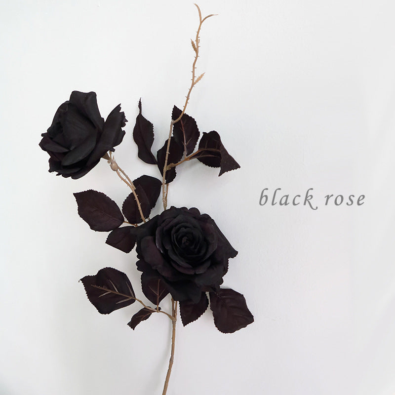 26 Inch Black Artificial Rose Stems Spray 10 Pcs Long Halloween Flower Arrangement