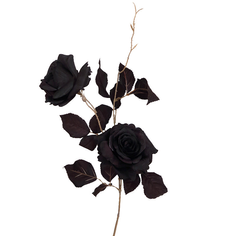 26 Inch Black Artificial Rose Stems Spray 10 Pcs Long Halloween Flower Arrangement