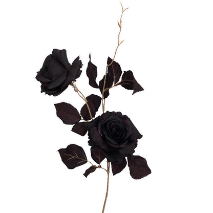 26 Inch Black Artificial Rose Stems Spray 10 Pcs Long Halloween Flower Arrangement