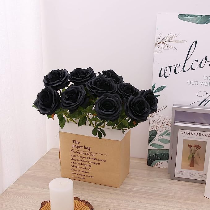 10 Pcs Artificial Silk Rose Stems, 12 Inch, Red, Wholesale Bouquet Flowers