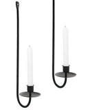 Black & Gold Iron Wall-Mounted Candle Sconces - Set of 2 Minimalist L-Shaped Candle Holders for Home Ambience
