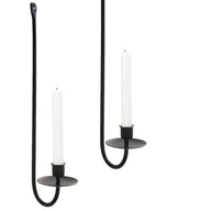 Black & Gold Iron Wall-Mounted Candle Sconces - Set of 2 Minimalist L-Shaped Candle Holders for Home Ambience