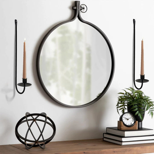 Black & Gold Iron Wall-Mounted Candle Sconces - Set of 2 Minimalist L-Shaped Candle Holders for Home Ambience