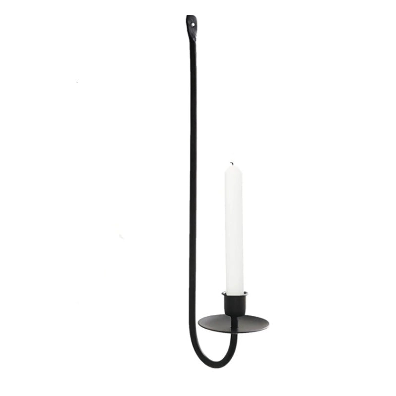 Black & Gold Iron Wall-Mounted Candle Sconces - Set of 2 Minimalist L-Shaped Candle Holders for Home Ambience