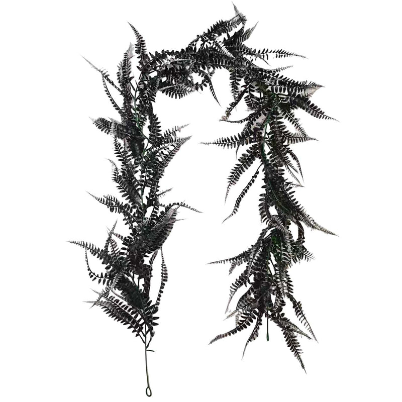 5 Pcs Artificial Black Fern Plants for Halloween, Indoor and Outdoor Decor, Bulk Set
